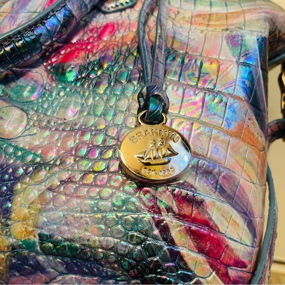 🎁SALE! Brahmin HARD TO FIND! Large Duxbury Croc Embossed Leather in Elope!!! - Picture 3 of 16